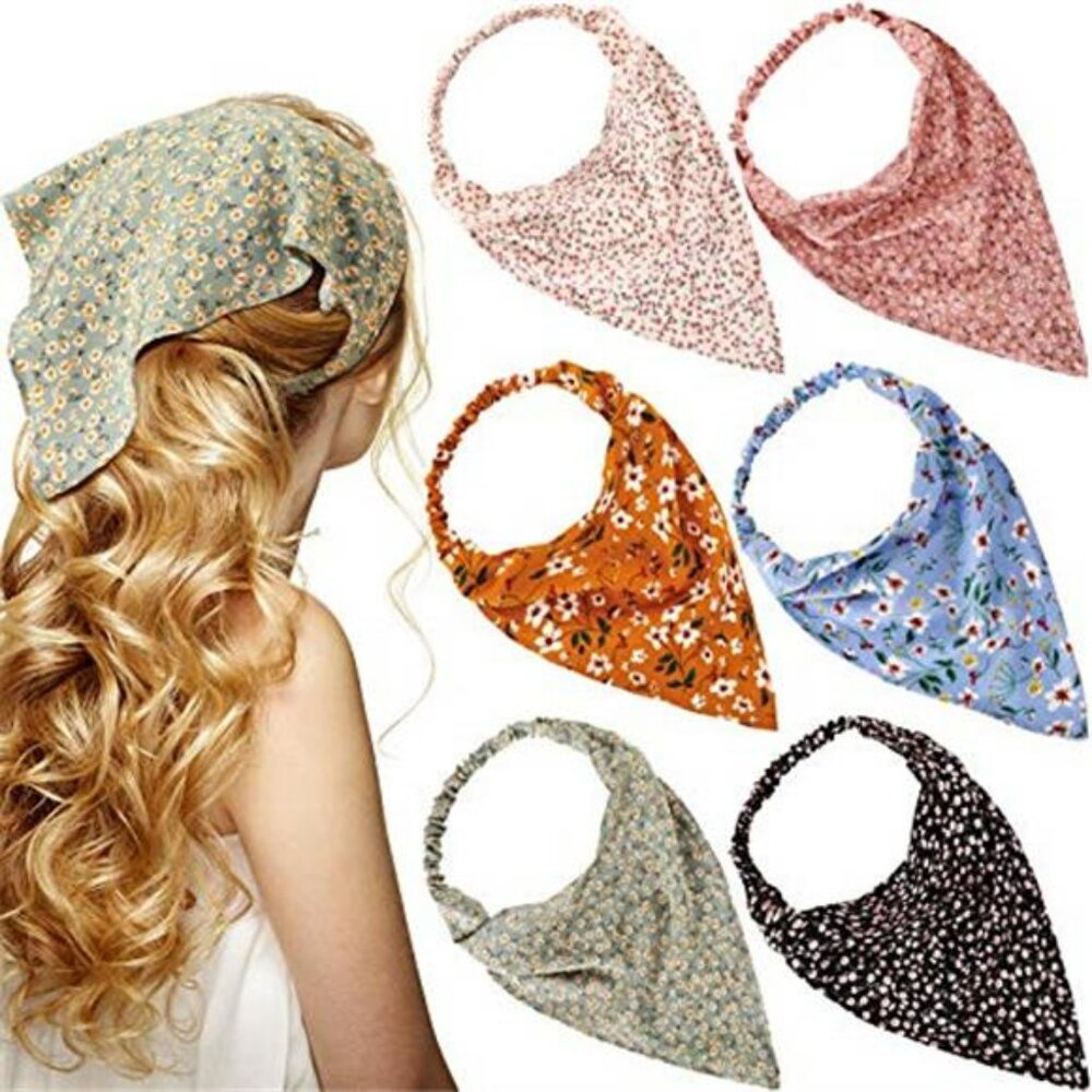 6 Pcs Floral Hair Bandanas for Women Girl Boho Hair Scarf Headband with
